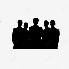 black and white silhouettes of people standing together