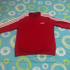 Never Worn New Without Sales Tags Red With White Stripes Sweatshirt M. Casual University Red Long Sleeve T-shirt, University Red Long Sleeve Casual T-shirt, Casual Long Sleeve University Red T-shirt, Adidas Red Crew Neck T-shirt, Red Adidas Crew Neck T-shirt, Adidas Red Winter Tops, Adidas Red Sports Sweatshirt, Adidas Red Sweatshirt For Sports, Red Adidas Sweatshirt For Sports