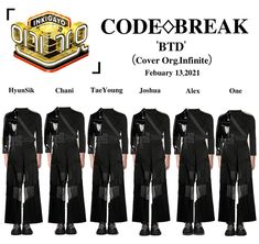 an advertisement for the codebreak program with four men in black suits and one man in white