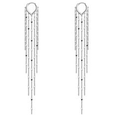 PRICES MAY VARY. [Excellent Design]: Very simple tassels earrings for women ,suitable for everyday wear,wearing in your ears will have the feeling of shaking,shining.This pair of long silver earrings is not extra heavy and feels very comfortable on your ears [Suitable Size]:Sterling silver dangle earrings: around 4.5 inches, Light weight and comfortable to wear. huggie earrings can hug your ears and can be used with your different Jewelry accessories and various clothes. They are good size for k Extra Long Earrings, Gold Tassel Earrings, Silver Chandelier Earrings, Long Silver Earrings, Silver Chandelier, Long Tassel Earrings, Gold Dangle Earrings, Thread Earrings, Long Dangle Earrings