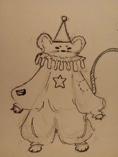 a drawing of a mouse wearing a crown