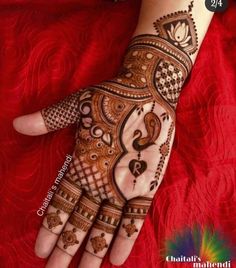 the hand is decorated with henna designs