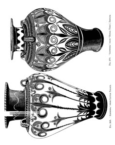 an illustration of two vases with designs on the top one is black and white