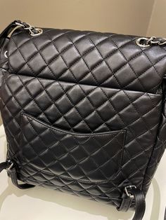 Chanel Quilted Urban Spirit BackpackBlack Lambskin SHWSize 26.5 x 28 x 15 cm22 series9-9.5/10 Excellent (minor leather strap edge rub and minimal sign of use otherwise excellent)Includes dust bag and ity cardRTP 8000 sgdPrice now 3999 sgd 2950 usd CN5697-01 Designer Bags Louis Vuitton, Burberry Sunglasses, Gold Ounce, Black Tote Bag, Black Backpack, Chanel Bag, Luxury Bags, Leather Straps, Bags Designer