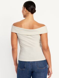 off-shoulder neckline fitted hits below waist models are approx.  5'9" and wear sizes s (4), l (12), and xl (18)machine wash according to the care instruction label Casual Fitted Off-shoulder Strapless Top, Casual Strapless Off-shoulder Top, Chic Ribbed Fitted Off-shoulder Top, Casual Fitted Off-shoulder Top, Fitted Off-shoulder Top With Wide Neckline For Spring, Ribbed Top, Toddler Boys, Old Navy, Off Shoulder