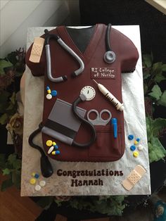 a cake that is shaped like a doctor's uniform