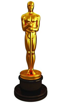 an oscar statue on top of a wooden base