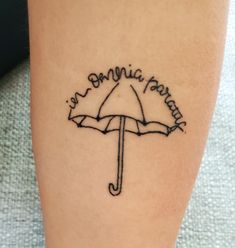 an umbrella tattoo on the leg of a woman's leg that reads, pennsylvania avenue