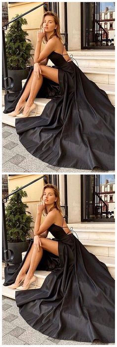 Black Prom Dress, Black Evening Dress, Long Formal Dress  by olesaweddingdresses, $118.12 USD Dress Long Formal, Long Black Evening Dress, Prom Dress Black, Evening Dress Long