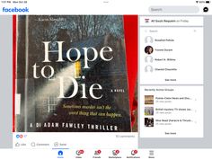 a facebook page with an image of a book on it and the words hope to die