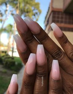 Coffin Ombre Nails Designs, Cute Summer Nail Colors, Summer Nude Nails, Plain Summer Nails, Short Coffin Nails Summer, Nail Colors For Dark Skin, Summer Ombre Nails, Plain Acrylic Nails, Nail Base