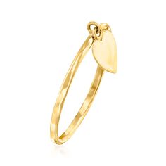 Ross-Simons - 14kt Yellow Gold Heart Charm Ring Size 5. A simple 14kt yellow gold ring dangles a classic heart charm to let you accessorize from the heart and lead with love. Hammered and polished finishes. 1/16" wide. 14kt yellow gold heart charm ring. Lead With Love, Charm Ring, Charm Rings, Yellow Gold Ring, Gold Heart, Ring Size 7, Heart Of Gold, Yellow Gold Rings, Heart Charm