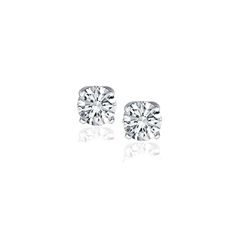 14k White Gold Diamond Four Prong Stud Earrings (1/2 cttw) | Richard Cannon Jewelry Gold Display, Diamond Earrings Studs Round, White Gold Earrings Studs, White Gold Studs, Diamond Stud Earrings, Earring Crafts, Diamond Stud, Fine Earrings, 925 Sterling Silver Earrings