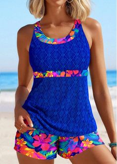 Color:Royal Blue;Size:S;Size:M;Size:L;Size:XL;Size:XXL;Package Contents:1 X Bra , 1 X Shorts;Occasion:Sport; Blue Tankini, Beach Bridesmaid Dresses, Summer Items, Bathing Beauty, Trendy Swimsuits, Plus Size Lace, Printed Tankini, Plaid Outfits, Bra Style