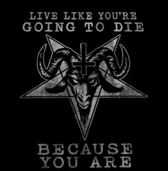 a goat with horns and the words, live like you're going to die because you