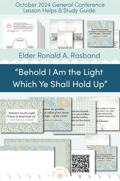 the front cover of an eber ronald a rasband's book, behold i am the light which ye shall hold up