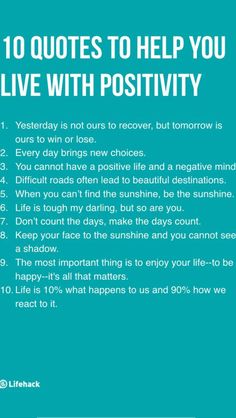 a blue poster with the words 10 quotes to help you live with positivity