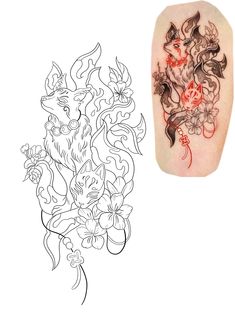 an image of a tattoo design on the back of a woman's arm and shoulder