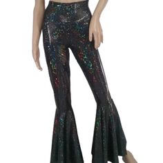 High Waisted Bell Bottoms Shiny Iridescent And Holographic Four Way Stretch Lycra Spandex. Full Circle Bells Look Great On The Dance Floor Legging Have A 32 Inch Inseam And A 11 Inch Rise. High Waisted Bell Bottoms, On The Dance Floor, Full Circle, The Dance, Dance Floor, Bell Bottoms, Harem Pants, Pant Jumpsuit, Looks Great