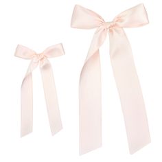 Shop Nylon Headband: HEREShop Hair Clip + Pigtail Sets: HERE Pink Satin Bow Hair Accessories For Wedding, Pink Satin Hair Ribbon, Spring Pink Hair Accessories With Satin Bow, Spring Pink Satin Bow Hair Accessories, Playful Pink Hair Accessories With Bow, Satin Ribbon Bow, Come Undone, Large Bow, Small Bows