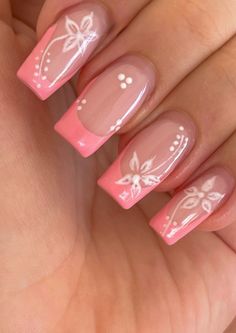 #nails #nailart #summer Hawaiin Nails Ideas, Holiday Nails Summer Acrylic, Australia Nails, Ibiza Nails, Square Summer Nails, Summer Flower Nails, Nailart Summer, Pink Black Nails, Tropical Nail Designs