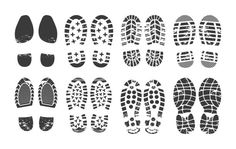 the imprints of shoes are shown in black and white