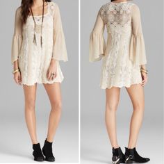 Sheer Bell Sleeves, Crochet Lace And Textured Knit Construction Transform This Free People Dress Into A Bohemian Must-Have. Cotton/Wool/Acrylic/Rayon/Other Hand Wash Imported Scoop Neck, Sheer Bell Sleeves, Pullover Style Lining Slip With Adjustable Straps Included Long Sleeve Lace Dress For Summer, Summer Long Sleeve Lace Dress, Fitted Beige Lace Crochet Dress, Beige Fitted Lace Crochet Dress, Fitted Lace Dress With Lace Cuffs For Summer, Fitted Spring Lace Dress With Lace Cuffs, Spring Fitted Lace Dress With Lace Cuffs, Beige Lace Mini Dress For Fall, Fitted Crochet Lace Dress For Spring