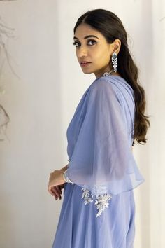 Shop for Sunita Bhandari Blue Viscose Organza Placement Embroidered Flared Jumpsuit for Women Online at Aza Fashions Elegant Georgette Dresses, Elegant Organza Maxi Sets, Elegant Organza Maxi Length Sets, Elegant Sets With Sheer Dupatta For Wedding Guest, Organza Jumpsuit, Flared Jumpsuit, Jumpsuit For Women, Flare Jumpsuit, Jumpsuit Online