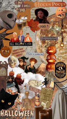 halloween collage with pumpkins and witches