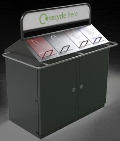 an electronic recycling bin is shown in this 3d image, it appears to be for recycle here