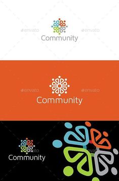 the logo for community is shown here in this image, it appears to be colorful and has