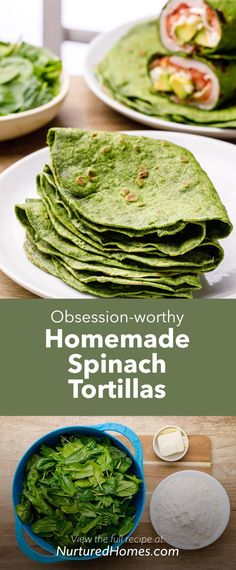 homemade spinach tortillas recipe with text overlay