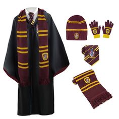 a harry potter costume with accessories including gloves, scarves and mittens for children