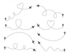 an airplane is flying in the sky with hearts on it's tail, and there are