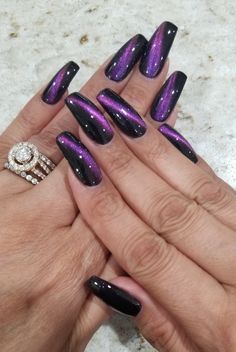 Fancy Nails Designs Classy, Dramatic Nails, Black And Purple Nails, Ursula Costume, Pretty Fingers, August Nails, Classy Nail Designs, Eye Nails, Fancy Nails Designs