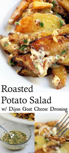 roasted potato salad w / dijont goat cheese dressing with parmesan sauce