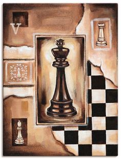 a painting of a chess piece in a frame