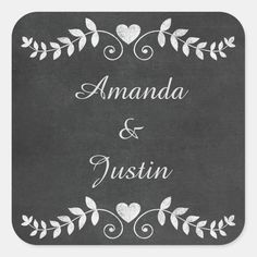 a chalkboard wedding coaster with the words amanda and dustin on it