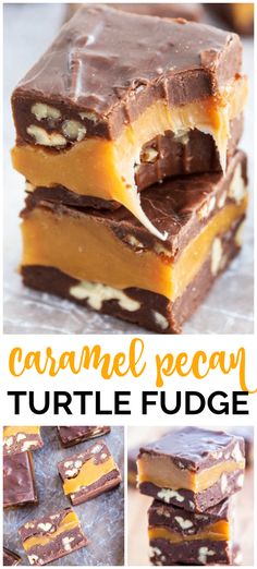 homemade caramel pecan turtle fudge is an easy and delicious treat for the whole family