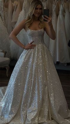 Shiny Wedding Dress, Wedding Dresses Boho, Sparkle Prom Dress, 2023 Pink, Gold Prom, Nails Silver, Nails Gold, Wedding Dress Sequin, Pretty Wedding Dresses