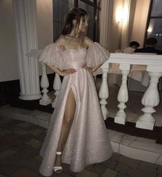 pink sequins long prom dress, evening dress Dresses Puffy Sleeves, Prom Dresses Puffy, Dresses Puffy, Prom Dresses Off The Shoulder, Backless Evening Gowns, Sparkle Prom Dress, Split Prom Dresses, Floor Length Prom Dresses, Leg Split