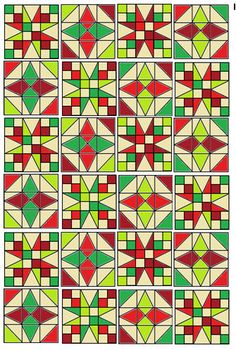 the same pattern is shown in red, green and yellow