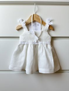 Linen Baby Girl's Dress, White Linen Girl's Dress for Baptism, White Baby Girl's Dress, Handmade Baby Girl Clothes, Linen Baby Girl Dress - Etsy Summer Baptism Dress With Lace Trim, Spring Linen Baptism Dress, Linen Dresses For Spring Baptism, Summer Linen Dress With Lace Trim, Cotton Baptism Dress With Lace Trim For Summer, White Linen Baptism Dress, Summer Baptism Dress With Broderie Anglaise, Girls Christening Dress, Baby Christening Outfit