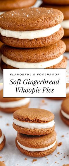 Image for Soft Gingerbread Whoopie Pies Snickerdoodle Whoopie Pies, Christmas Whoopie Pies, Christmas Recipes Dessert, Gingerbread Pie, Gingerbread Whoopie Pies, Yummy Nummies, Soft Gingerbread, Whoopie Pie, Festive Desserts