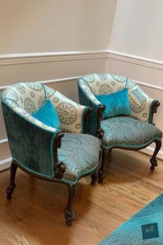 Blue Bayou & Tangled Up in Blue are custom-designed Napoleon III-style chairs by Monica Cortright. Featuring turquoise and marine fabrics, carved rope details, and velvet striped pillows, they bring Mediterranean elegance to any room. Perfect for creating a luxurious, seaside-inspired space. #luxuryfurniture #napoleoniiichairs #mediterraneandecor #designerchairs #monicacortrightdesign