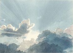 watercolor painting of clouds in the sky