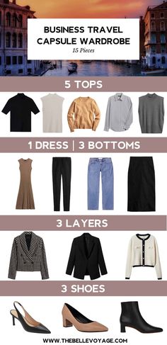 Business Casual Outfits Travel Packing Lists, 5 Days Business Trip Outfit, Smart Casual Capsule Wardrobe Summer, Summer Work Travel Capsule, Florida Business Trip Outfits, Business Capsule Wardrobe Summer, Capsule Wardrobe Business Trip, Business Casual Packing List, Business Casual Trip Packing List Woman