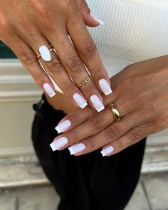 FRENCH MILKY 💕 Base milky @victoriavynn Gely white @framenails Japan gel white @beauty.distribution Top coat @beauty.distribution… | Instagram White French Nails, Long Square Nails, White French Tip, Fake Nails With Glue, Elegant Nails, Bridal Nails, Diy Manicure, French Tip Nails