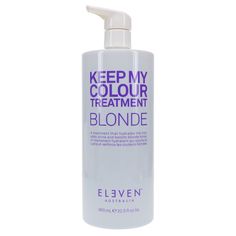 Hey there, fellow blondies! Are you tired of battling brassiness and dull tones in your luscious locks? Look no further than ELEVEN Australia Keep My Colour Treatment Blonde! This magical treatment is the perfect solution for all shades of blonde, whether your mane is au naturel or a product of your favorite stylist's handiwork. Say goodbye to unwanted warm tones and hello to vibrant, cool blonde hues with our blue-based treatment. Formulated to specifically target brassiness, this treatment will leave your hair looking fresh, bright, and beautiful. Simply apply to freshly washed hair, leave on for 3-5 minutes, and rinse to reveal gorgeous, revitalized locks. It's that easy! With ELEVEN Australia Keep My Colour Treatment Blonde, maintaining your blonde perfection has never been simpler. So Eleven Australia, Cool Blonde, Beauty Center, Shades Of Blonde, Hair Detangler, Bright And Beautiful, Leave In Conditioner, Color Correction, Hey There