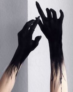 two hands that are painted black and white